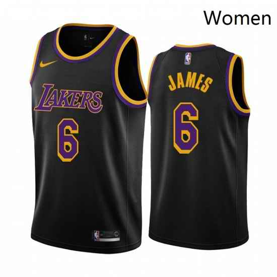 Women Los Angeles Lakers 6 LeBron James Black Women NBA Swingman 2020 21 Earned Edition Jersey